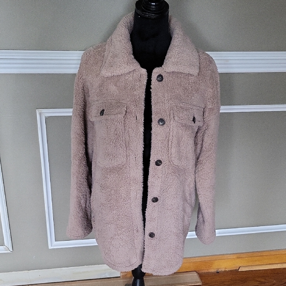Ci Sono Women's Taupe Sherpa Jacket Size Medium